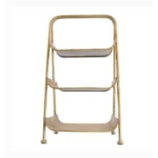 Etagiere metal 28x25x50.5cm - Gold white-washed - excl. deco