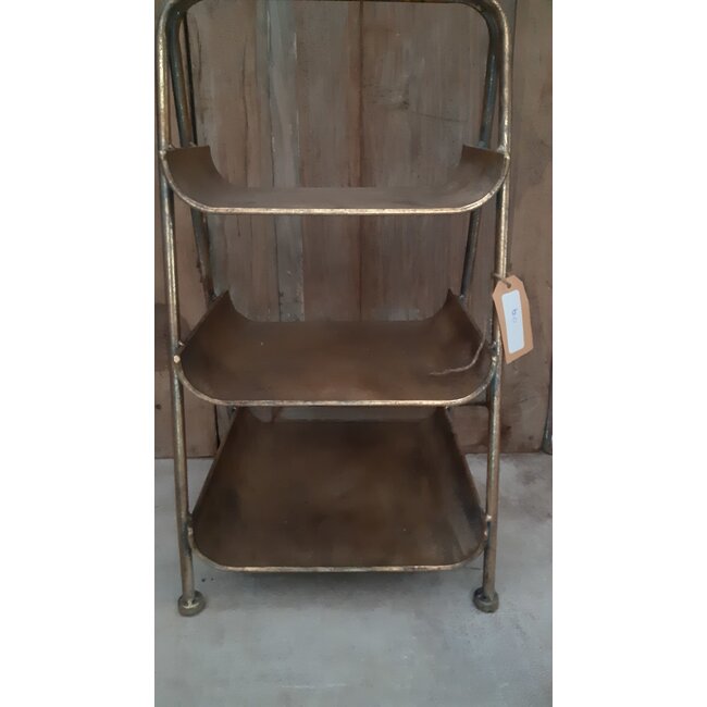 Etagiere metal 28x25x50.5cm - Gold white-washed - excl. deco