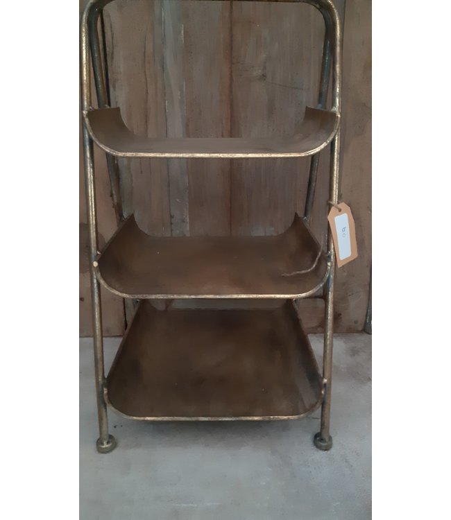 ### Etagiere metal 28x25x50.5cm - Gold white-washed - excl. deco