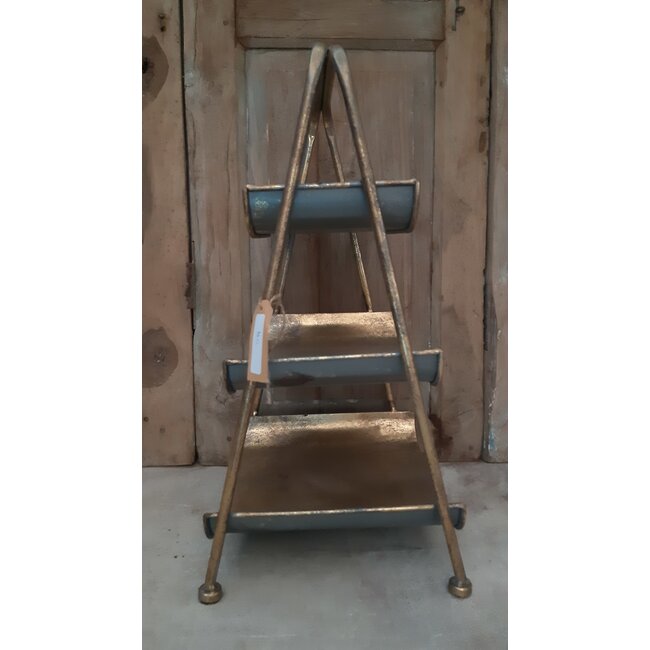 Etagiere metal 28x25x50.5cm - Gold white-washed - excl. deco