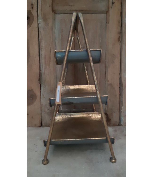 ### Etagiere metal 28x25x50.5cm - Gold white-washed - excl. deco