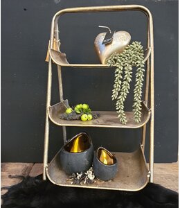 ## Etagiere metal 28x25x50.5cm - Gold white-washed - excl. deco