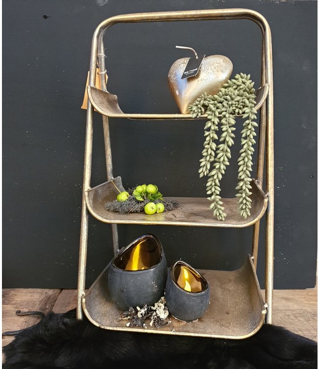 ### Etagiere metal 28x25x50.5cm - Gold white-washed - excl. deco