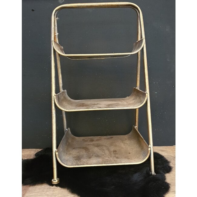 Etagiere metal 28x25x50.5cm - Gold white-washed - excl. deco