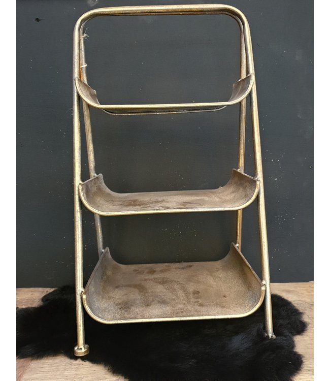 ### Etagiere metal 28x25x50.5cm - Gold white-washed - excl. deco