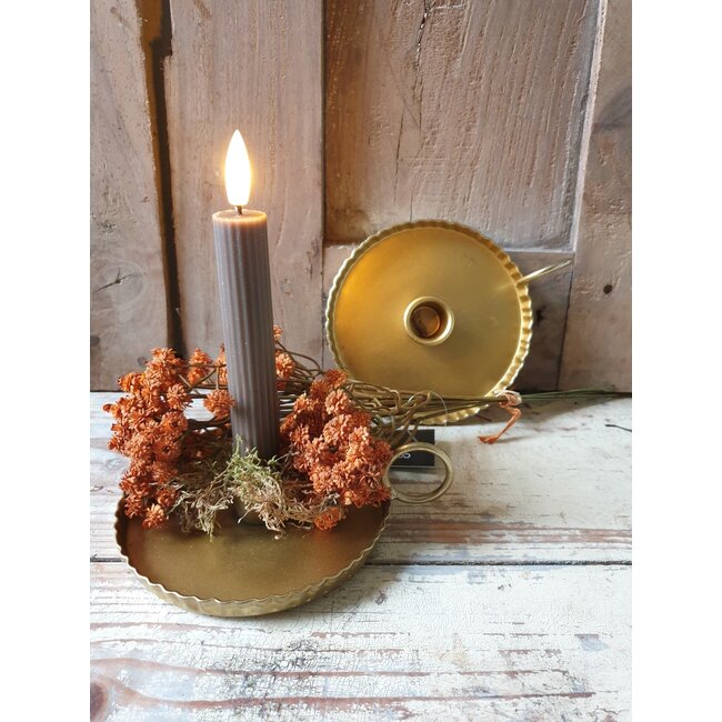 Kaarsenstandaard goud - 4,5x15,5x13cm - metaal - blaker