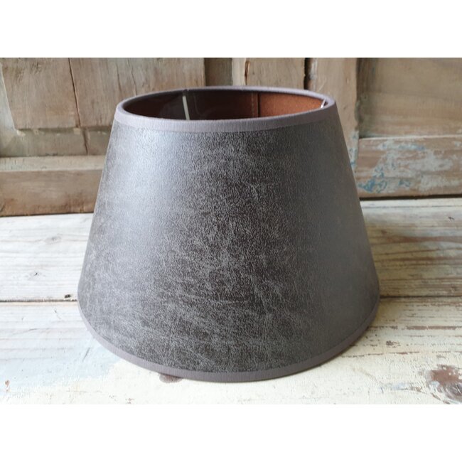 2070 - ES - lampenkap - bruin glad melee - 25 onder x 15 boven x 15,5 cm