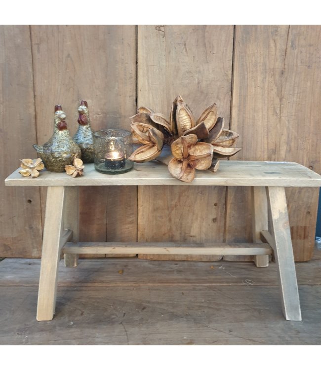 Bench - bank -  historic wood 58x21.5x28cm - Natural excl. deco