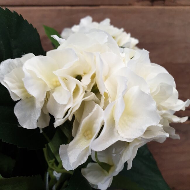 Hortensia (kunst) Wit in binnenPot Stan Grijs d13,5cm - h40xd35c - per stuk - excl brynx vaas