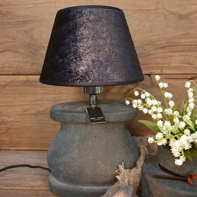 2063 - ES - lampenkap - donkergrijs velours melee - 20onder x 12boven x 14 cm