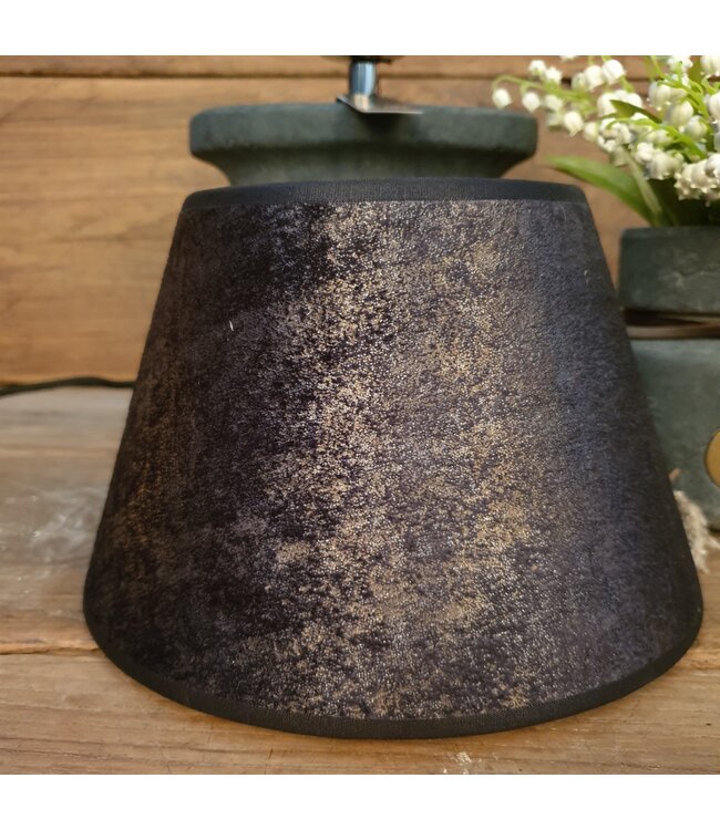 2063 - ES - lampenkap - donkergrijs velours melee - 20onder x 12boven x 14 cm