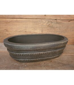 ## wordt niet verzonden - Ovale aardewerkschaal - Black and sand - 40 x 24 x 11 cm