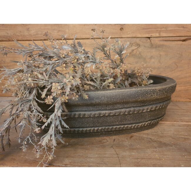 wordt niet verzonden - Ovale aardewerkschaal - Black and sand - 40 x 24 x 11 cm