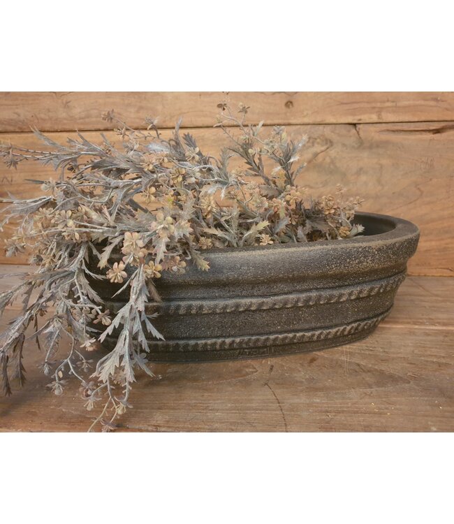 ## wordt niet verzonden - Ovale aardewerkschaal - Black and sand - 40 x 24 x 11 cm