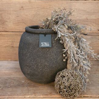 Still # 3207 - Zwart/goud gemeleerde bloempot - aardewerk - 32 x 35 cm - Serie "GOG"