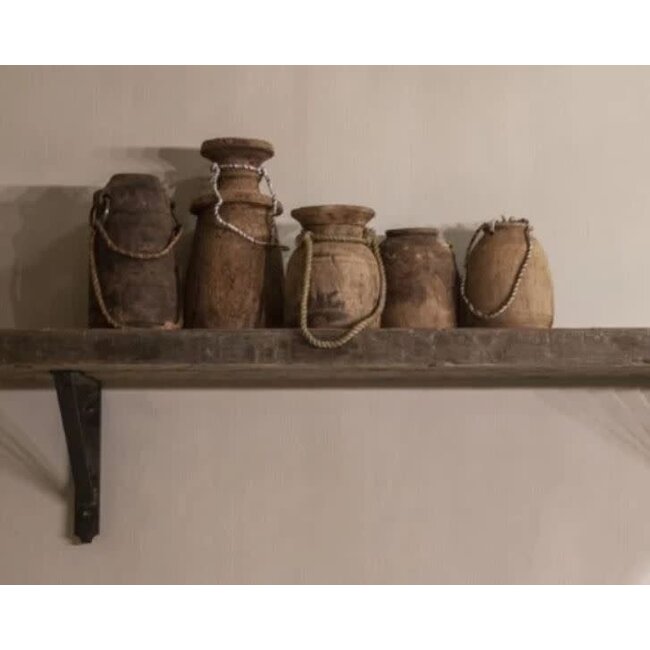 # B291 - Robuuste wandplank oud hout incl. 2 smeedijzeren planksteunen - 100 x 20 x 5 cm - worden niet verzonden/alleen ophalen