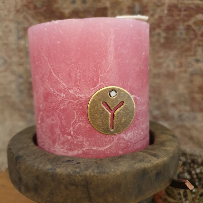 RUSTIC CANDLE OLD PINK D.7 H.7