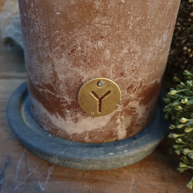 RUSTIC CANDLE BROWN OLIVE D.10 H.10