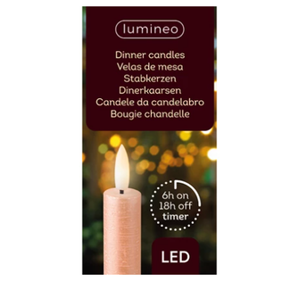 Lumineo LED dinerkaars wax steady binnen - lichtroze - set van 2 - 6uurs timer