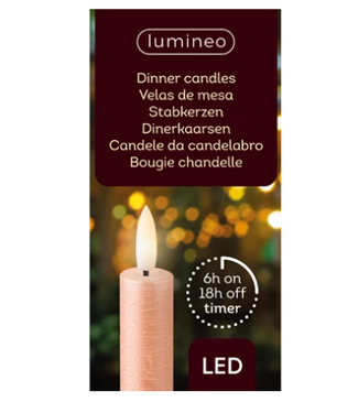 Lumineo LED dinerkaars wax steady binnen - lichtroze - set van 2 - 6uurs timer