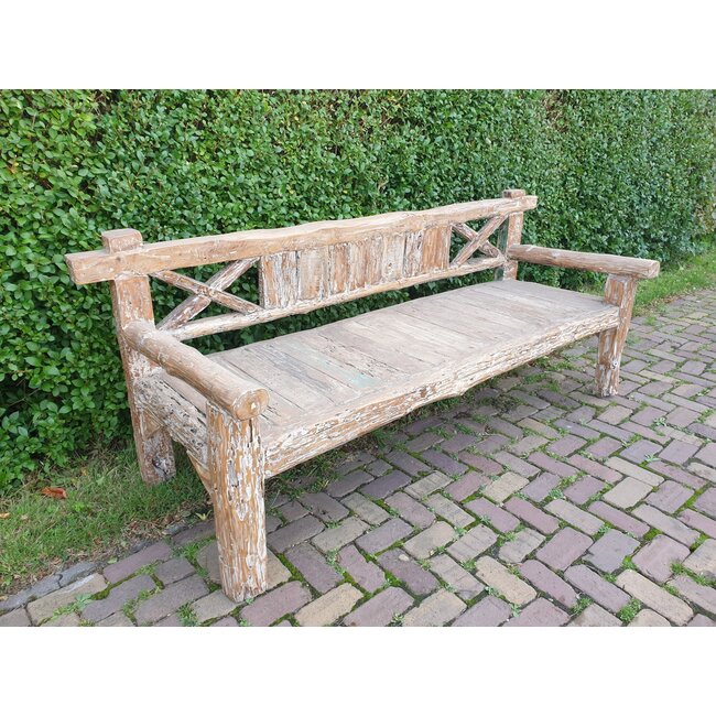 Robuuste indonesische houten bank - alleen afhalen/wordt niet verzonden