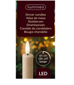 LED dinerkaars wax steady binnen - 24 cm - light grey/warm white - 2 in een pakje