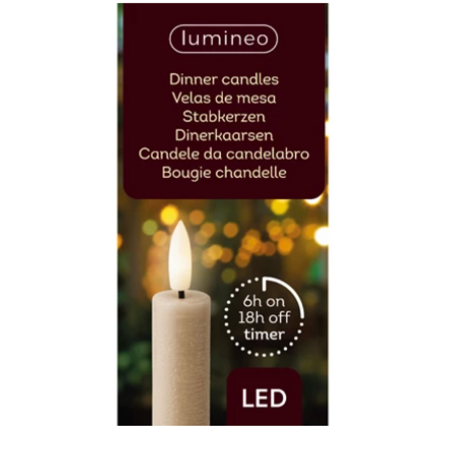 LED dinerkaars wax steady binnen - 24 cm - light grey/warm white - 2 in een pakje