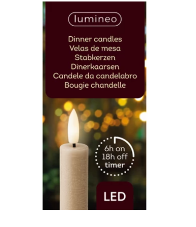 LED dinerkaars wax steady binnen - 24 cm - light grey/warm white - 2 in een pakje