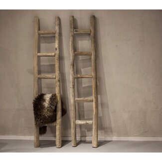 Robuuste oud houten ladder - 40 x 8 x 200 cm - wordt niet verzonden/alleen afhalen - per stuk