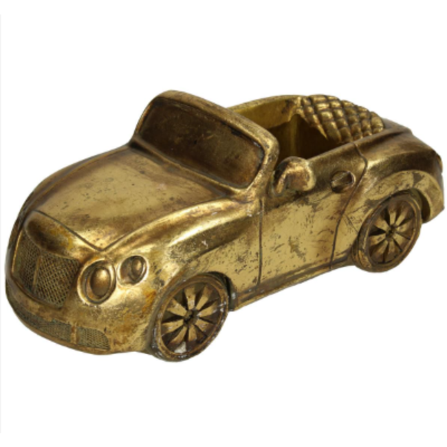 # - verzending eigen risico - Planter Car Polyresin Gold 26x13.3x11cm - lichte schade