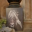 754 - Afbeelding  op hardboard - paard manen - 14 x 19 cm