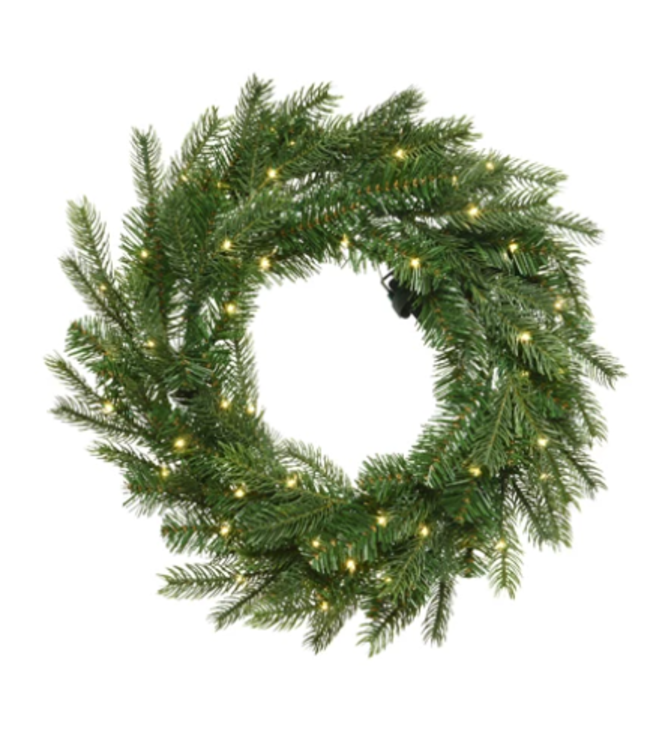 Groene kerstkrans met ledverlichting voor binnen en buiten Ø50 cm