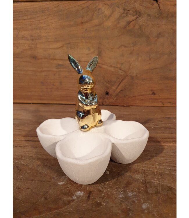 Egg holder rabbit gold - l11xw11xh12cm - eierhouder - excl. deco