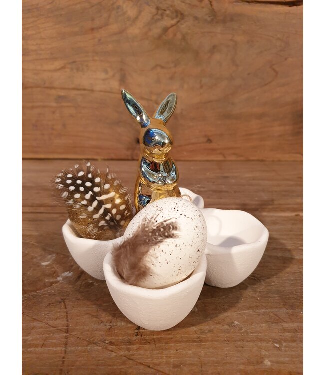 Egg holder rabbit gold - l11xw11xh12cm - eierhouder - excl. deco
