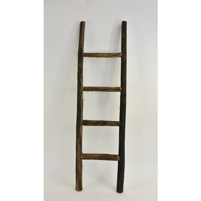 Ladder bruin melange 120cm x +/- 35 cm 4 treden - wordt niet verzonden/afhalen in Hellum