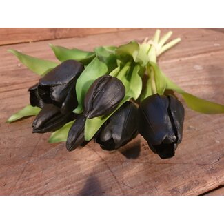 Zwarte tulpen boeket, 7 stelen 31 cm