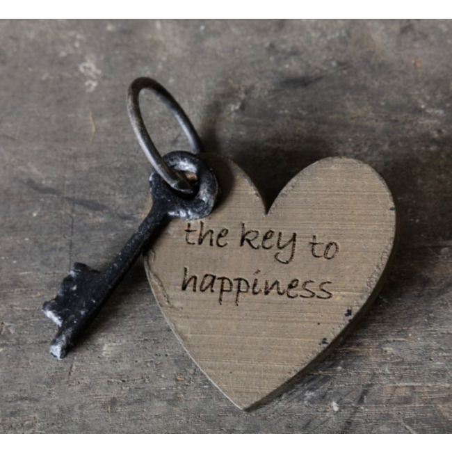 Sleutel met tekst E | Happiness - (HxBxD) 6x6x1 cm