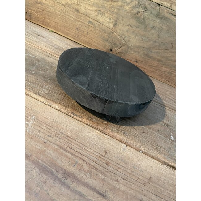 Plate paulownia Ø25x6.5cm - Black-wash