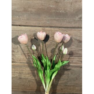 Lichtroze tulpen boeke, 7 stelen 44 cm