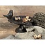 Birdfeeder cast iron 16x19x13.2cm - Dark brown - vogel voerbak - metaal
