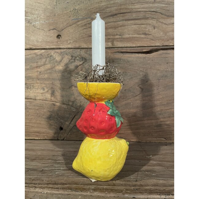 Candle Stick Fruits Fine Earthenware Multi 8.5x7.5x14.2cm - kandelaar