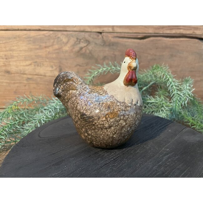 Kip of haan bruin 2 assorti - l10,5xb7xh11cm - per stuk - random verzonden/uitzoeken alleen in winkel Hellum