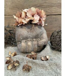 ## wordt niet verzonden - Planter Hand Concrete Gold 18.5x17x16.5cm