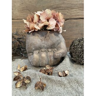 ## wordt niet verzonden - Planter Hand Concrete Gold 18.5x17x16.5cm