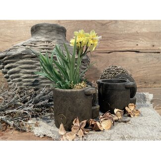 Brynxz Bruine bloempot met deksel "Pot en Top Classic" 12 cm