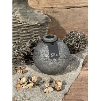 Still wordt niet verzonden - 43609 - Grijs gemeleerd vaasje - aardewerk - ca. 16,5 x 15,5 cm - serie "Earth"