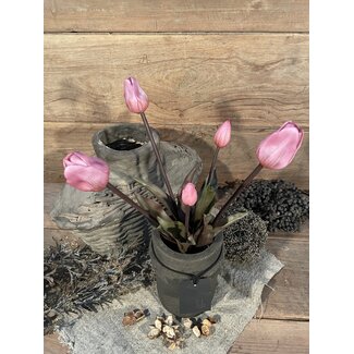 Countryfield Paars/roze tulpen boeket, 5 stelen