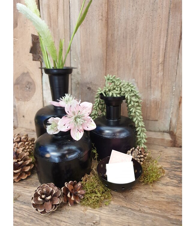 ## Waxinehouder cirkels zwart - 7,5 x 3,5 cm