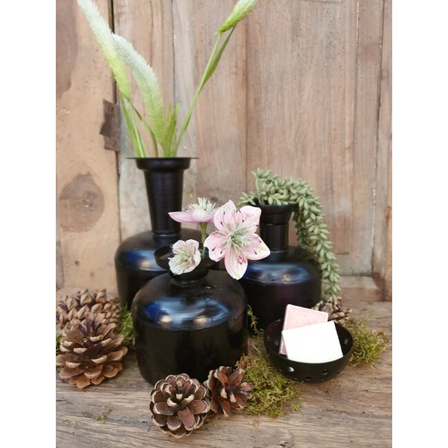 # Waxinehouder cirkels zwart - 7,5 x 3,5 cm