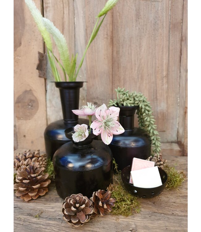 ## Waxinehouder cirkels zwart - 7,5 x 3,5 cm